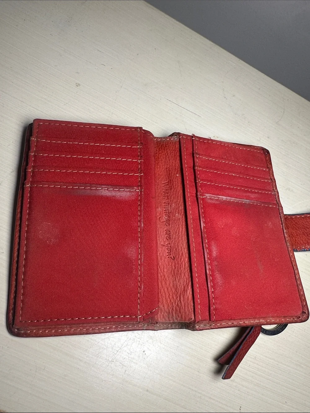 Fossil y2k leather Compact Multicolor Patterned Women’s Wallet with Red Trim